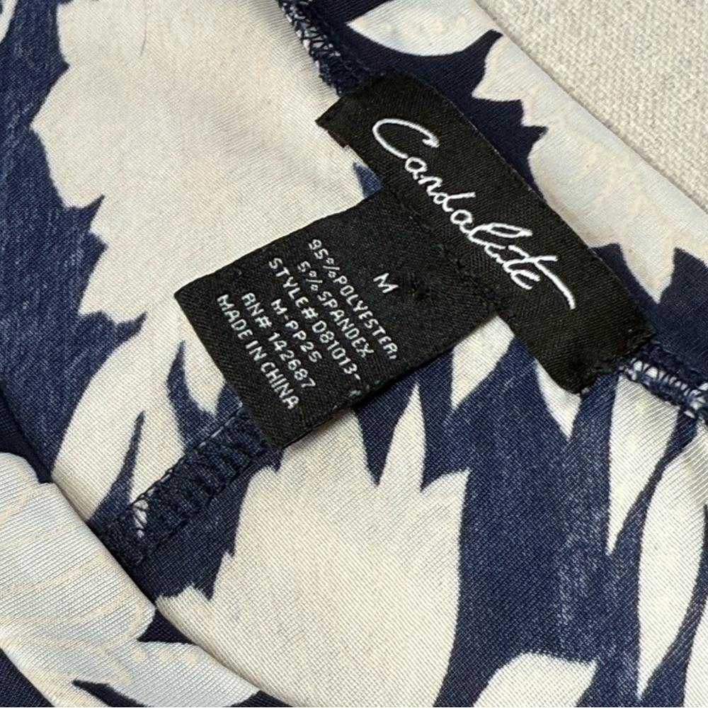 Candalite Women’s Dress - Stretch - Navy Blue & White - Floral - Size Med - Picture 11 of 13
